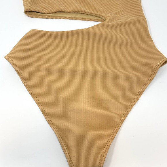 Beach Riot Celine Ribbed One Piece Bathing Suit In Golden Sands Small New - Picture 7 of 11